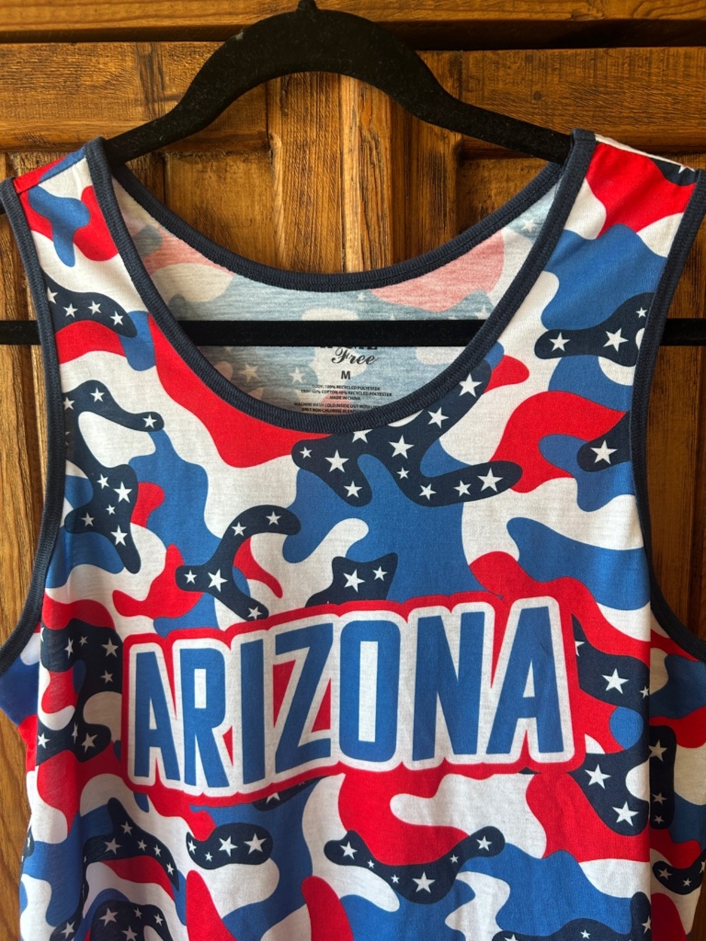 NWOT Arizona Women’s Patriotic Camo Tank Top - Red, White & Blue. Medium - Picture 5 of 8